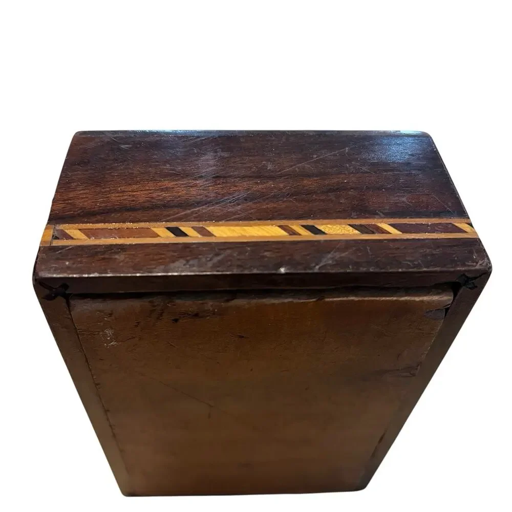 Marquetry Playing Cards Box Two Decks of Cards Aces Rustic Repair Vintage Gamble